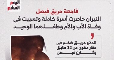 فاجعة حريق فيصل.. كيف حاصرت النيران أسرة كاملة ووفاة الأب والأم وطفلهم الوحيد.. انفوجراف