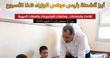 تعرف على أنشطة رئيس مجلس الوزراء فى أسبوع