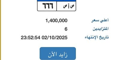 منافسة ساخنة على لوحة سيارة مميزة "ص أ ص - 666" والسعر يصل 1.4 مليون جنيه