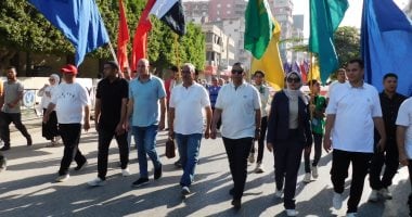 مديرية الشباب بالقليوبية تنظم مسيرة بأعلام مصر احتفالا بانتصارات أكتوبر