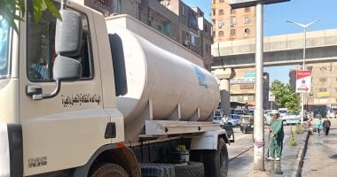 محافظة الجيزة تُطلق حملة نظافة وتجميل بشارع الوحدة فى إمبابة.. صور