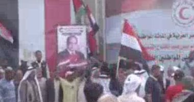 غزة ترفع صور الرئيس السيسى وعلم مصر تقديرا للدور المصرى فى وقف إطلاق النار