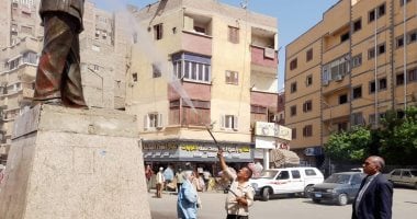 تأهيل ميدان وتمثال الشهيد بسوهاج بعد غسله ووضع سياج حديدى حوله.. فيديو