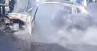 حريق يلتهم سيارة ملاكى بالطريق الدولى بكفر الشيخ وإصابة شخص