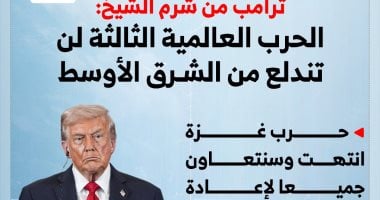 ترامب من شرم الشيخ: الحرب العالمية الثالثة لن تندلع من الشرق الأوسط