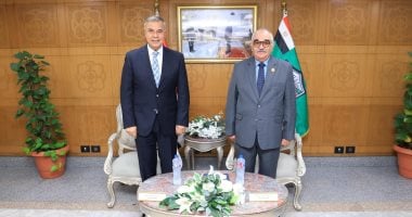 المستشار حسين مدكور يستقبل الفريق أحمد خالد محافظ الإسكندرية بمقر الهيئة