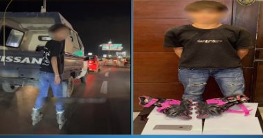 فيديو متهور يقود لضبط شاب تعلق بسيارة شرطة فى الإسكندرية