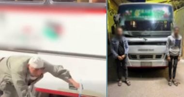 أول صورة للمتهمين بإسقاط عم فوزى من الأتوبيس فى الدقهلية بعد ضبطهما