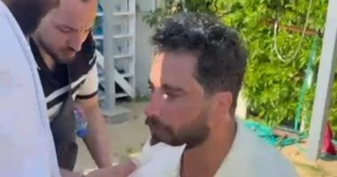 إصابة معتصم النهار خلال تصوير مشاهده فى فيلم نصيب بالغردقة.. فيديو وصور
