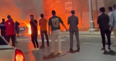 احتراق سيارة ملاكى يعطل حركة المرور فى ميدان الرماية