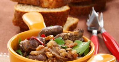 طريقة عمل طاجن لسان العصفور بالكبدة