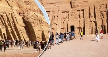 انتعاشة سياحية فى معبد أبو سمبل قبل يوم من تعامد الشمس.. مئات الجنسيات يزورون معبدى رمسيس ونفرتارى.. واستعدادات مكثفة لاستقبال آلاف السياح من مختلف دول العالم لمشاهدة عظمة الفراعنة.. فيديو