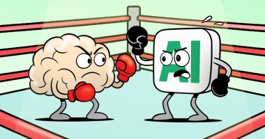 صراع الذكاء الاصطناعى والعقل البشرى فى كاريكاتير اليوم السابع