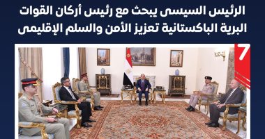 الرئيس السيسى يبحث مع رئيس أركان القوات البرية الباكستانية تعزيز الأمن والسلم الإقليمى.. إنفوجراف
