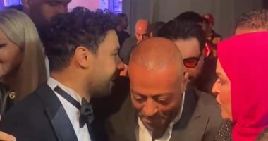 عزيز الشافعى وتامر حسين وهيثم نبيل فى حفل زفاف أحمد جمال وفرح الموجى