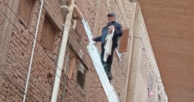 إنقاذ قطة صغيرة عالقة فى ماسورة صرف صحى بالغربية