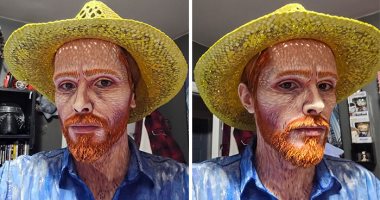 فنان يحول نفسه إلى لوحة حية لـ فينسنت فان جوخ بعد 5 ساعات من المكياج