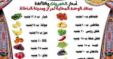 الطماطم بـ10 جنيهات.. أسعار الخضروات والفاكهة اليوم بالوادى الجديد
