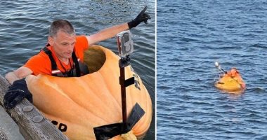 أمريكى يقطع 95 كيلو مترا فى نهر كولومبيا داخل قرع عسل