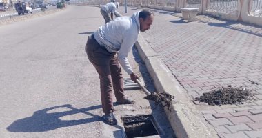 صيانة وتطوير صفايات الأمطار ببلطيم والانتهاء من تمهيد ورفع كفاءة طريق روينة