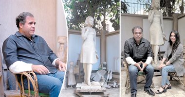 بعد فوزه بجائزة قابوس.. عصام درويش لـ«اليوم السابع» من داخل مرسمه: سنوات الجهد لم تذهب هباء.. الفنان العالمى: فوزى بالجائزة مسئولية كبيرة.. «قناع توت عنخ آمون» يعلمنى كلما عدت إليه