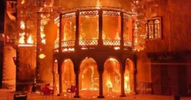 حريق يلتهم موقع تصوير مسلسل سورى وخسائر تتجاوز مليون دولار.. فيديو