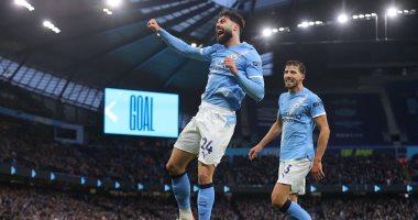 احتفال جفارديول مدافع مانشستر سيتي بهدفه