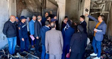 النيابة الإدارية تعاين حريق سوق تجاري بالمنصورة