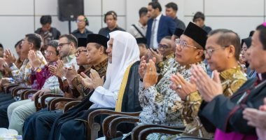 د. العيسى يلقي الكلمة الافتتاحية لمؤتمر إندونيسيا للوئام بين أتباع الأديان