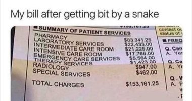 فاتورة علاج لدغة ثعبان فى أمريكا