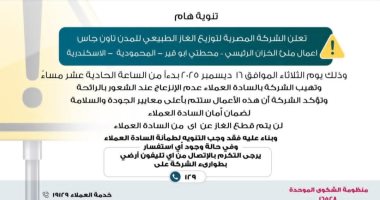 ملء الخزان الرئيسي.. "تاون جاس" لسكان الإسكندرية: لا تنزعجوا من رائحة الغاز