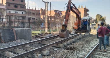 تغيير 2 كيلو متر من شريط السكة الحديد بعد سقوط حاويات قطار بضائع بطوخ