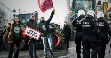 احتجاجات المزارعين فى بروكسل 