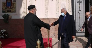 هشام طلعت فى كنيستى الرحاب ومدينتي للتهنئة بعيد الميلاد المجيد