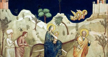 رحلة العائلة المقدسة لوحة جيوتو دي بوندوني