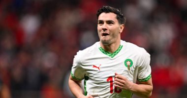 ابراهيم دياز يحتفل بهدفه في مرمي الكاميرون