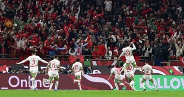 احتفالات لاعبى المغرب بالفوز على الكاميرون 