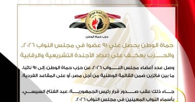 91 عضوا يمثلون حزب حماة الوطن في مجلس النواب 2026