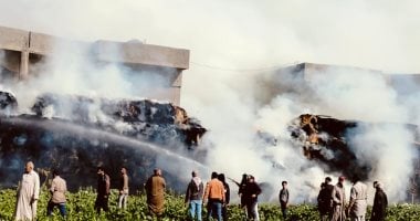 جانب من الحريق بشونة القش