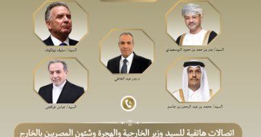 اتصالات لوزير الخارجية مع نظرائه فى قطر وعمان وإيران ومبعوث أمريكا