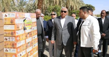 محافظ الوادي الجديد يتابع تجهيزات قافلة التمور الثانية لصالح قطاع غزة