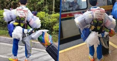 بطل من طراز خاص.. طالب صينى يبهر الملايين بطريقة ترتيب وحمل أمتعته المكدسة