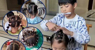 طفل صينى يبتكر أكثر من 300 تسريحة شعر لأخته الصغيرة