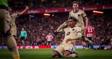 احتفال لامين يامال بالهدف الوحيد