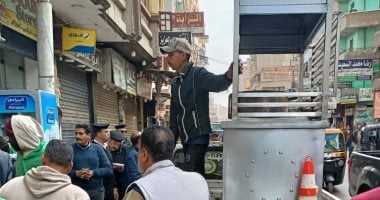 حملة إزالة الإشغالات بشوارع مدينة طلخا بالتنسيق مع مديرية أمن الدقهلية