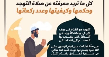 كل ما تريد معرفته عن صلاة التهجد وحكمها وكيفيتها وعدد ركعاتها.. إنفوجراف