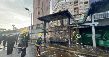 معاينة حريق موقف عبد المنعم رياض: حريق محدود في مقعد ركاب داخل الموقف