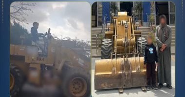 أصغر سائق "لودر" في القاهرة.. الأمن يضبط طفلاً عمره 7 سنوات يقود معدة ثقيلة.. فيديو