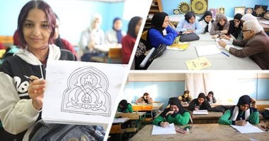 فصول الخط العربى بمدرسة المنيرة للطالبات