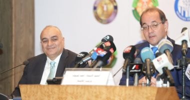 أحمد كجوك وزير المالية وجانب من المؤتمر الصحفى الذى أعلن خلاله الموازنة الجديدة